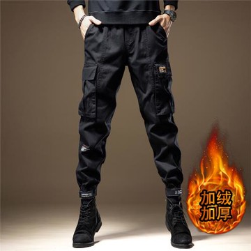 工裝褲2023新款男秋冬寬松耐磨休閑褲男多口袋工作干活勞保褲加絨