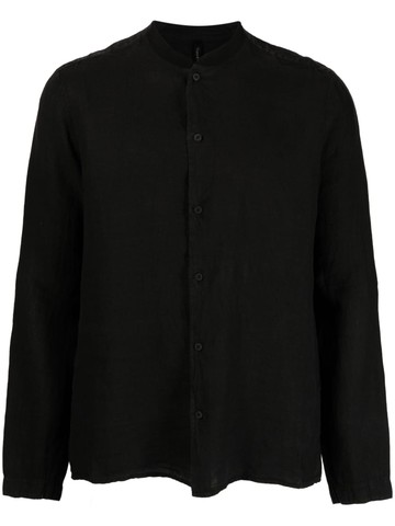 Transit - band-collar linen-cotton shirt - men - Linen/Flax/Cotton - XXL - Black