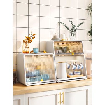 臺面杯子收納盒辦公室放茶具水杯置物架收納柜廚房餐具防塵儲物柜