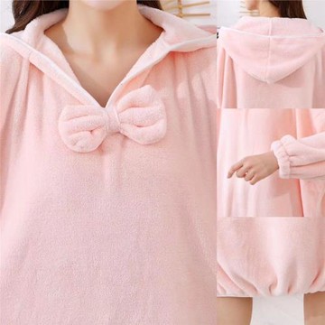 浴袍女吸水速干帶袖斗篷浴巾成人均碼可穿睡衣公主系列長袖珊瑚絨