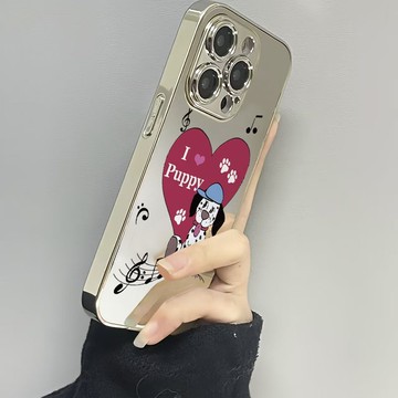 免運+隔日🚚電鍍鏡面手機殼 愛心音符斑點狗 適用蘋果17promax 16Pro 15plus14 13 1211防摔