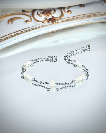 【極細系列】銀色款 -月光人魚淚天然珍珠手鍊