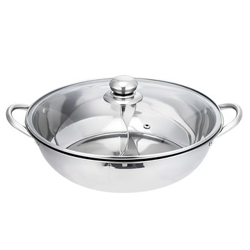 德利生活 湯鍋 鴛鴦鍋  30cm  1個  銀色