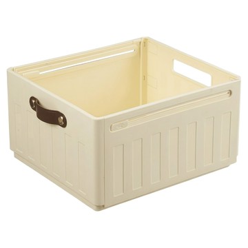 ONE HOUSE 川櫻伸縮折疊收納盒 手提款 18L  奶白色  1個  30~50 x 25 x 15cm