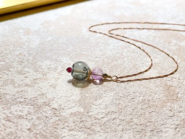紫水晶優雅灰純銀精油項鍊-貴人與招財
