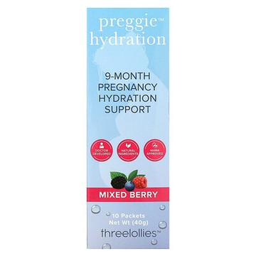 Preggie, 補水，混合漿果味，10 包，每包 0.14 盎司（4 克）
