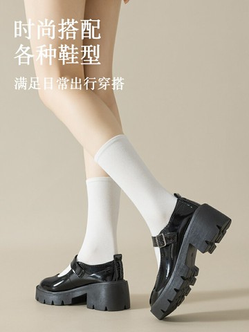 白色襪子女中筒襪春秋款純棉長筒過膝秋冬季長襪jk小腿襪壓力瘦腿-Misaki精品