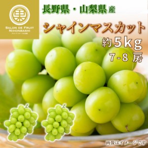 [最短順次発送]   シャインマスカット 7-8房 約5kg 長野県 山梨県産 マスカット ぶどう 高糖度 ギフト 贈答用 通販 秋の味覚  夏ギフト