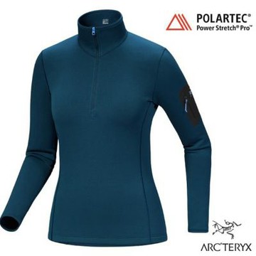 【ARCTERYX 始祖鳥】女 Kyanite Baselayer Zip Neck 保暖透氣拉鍊半開襟立領衫.刷毛套頭衫.內層衣 X000009065 寒霜綠