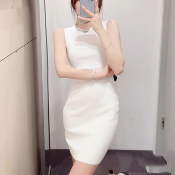 代理 遮副乳高品質夏季新款cos風無袖修身顯瘦連衣裙氣質背心裙