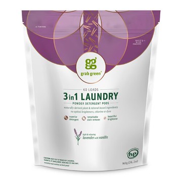 GrabGreen 3-in-1 Laundry Detergent Pods Lavender with Vanilla 60 Pods
