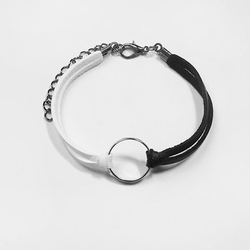 【穿穿trytry】造型黑白拼接鐵圈手環 手鍊 情侶款 飾品 配件 潮流 小眾 暗黑 龐克 街頭 甜酷 百搭 禮物 韓系