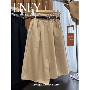 牛貨。韓國單！不規則開叉花苞腰棉布裙子洋氣卡其歐洲站包裙半身