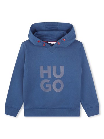 HUGO KIDS - logo-print hoodie - kids - Cotton/Polyester - 4 yrs - Blue