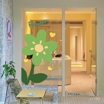 💕臺灣出貨💕玻璃門貼紙ins風小清新花卉小紅書可愛春天玻璃貼紙商鋪櫥窗靜電 WHPV