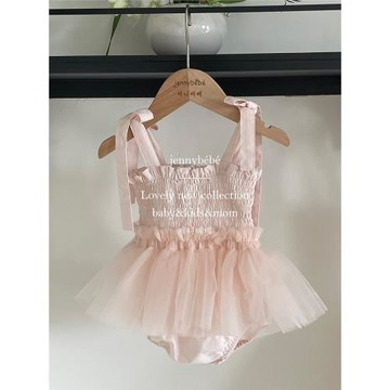 jennybebe韓國嬰兒吊帶連體爬服 女寶寶公主網紗芭蕾舞裙連衣裙