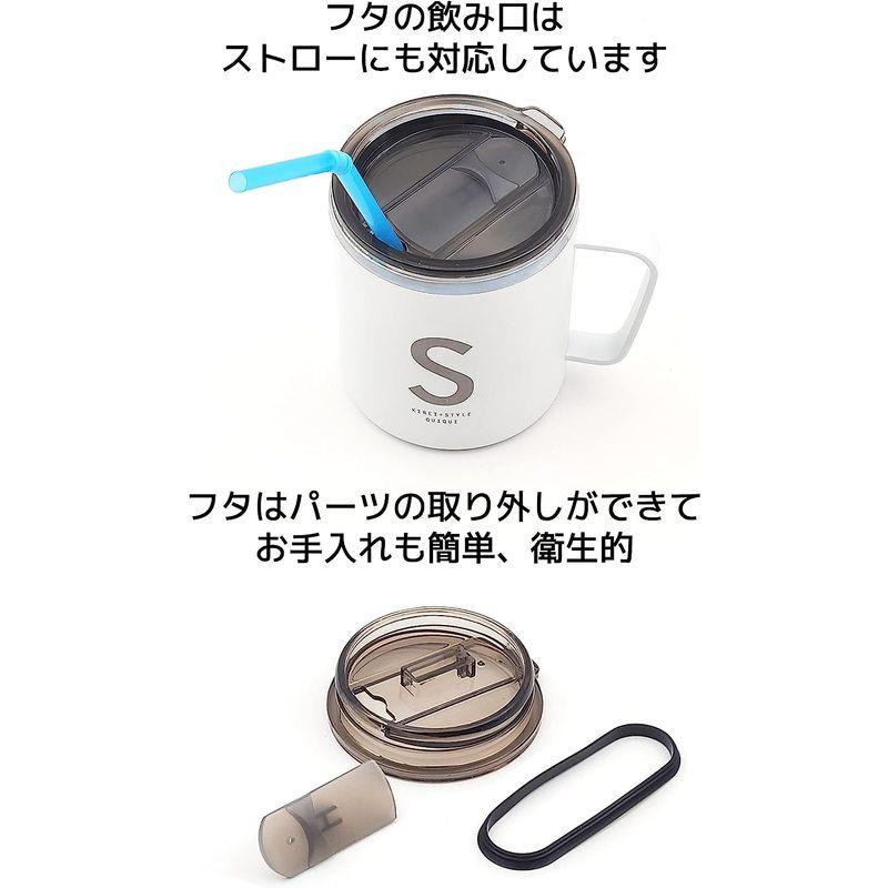 OGURA 真空断熱 マグカップ 350ml アルファベット フタ付き ステンレス 保温 保冷 ホワイト K