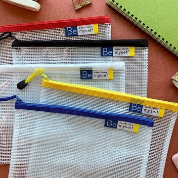 Be Myself - 透明網格拉鏈網袋(A5)。JCL-15。