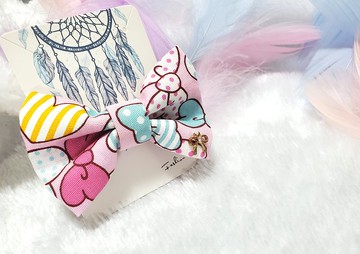 啾啾布蝴蝶結兒童髮夾