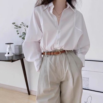 精致松弛風高級感休閑職業法式長袖白襯衫防曬衣女小眾設計感春夏