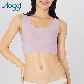 sloggi-ZERO FEEL日本版零感系列夜夜好棉眠無鋼圈U領背心式內衣 淡雅櫻粉