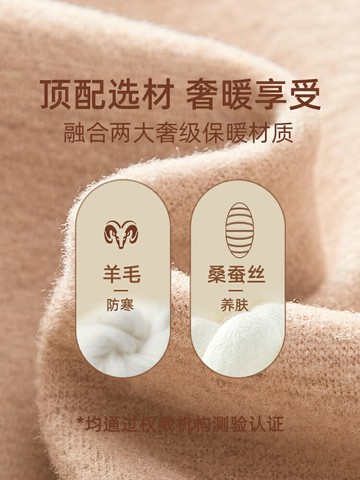 羊毛發熱保暖內衣女士加絨厚冬季2024新款帶胸墊低領秋衣秋褲套裝