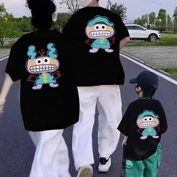 🚀隔日到貨🚀短袖親子服休閒大碼短袖寬鬆ins風炸街親子裝家庭服潮流加大親子T恤男女韓版夏季團體服短袖上衣親子裝親子短袖