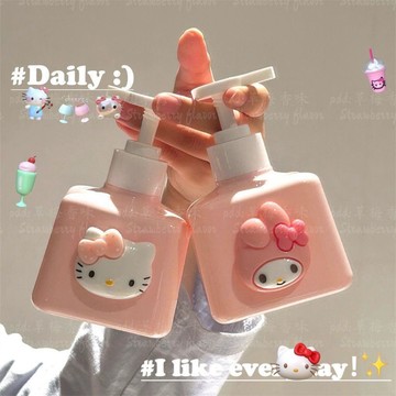kitty分裝瓶🎀 哈嘍kitty分裝瓶可愛高顏值按壓空瓶沐浴露分瓶乳液瓶洗手液家用 按壓分裝瓶 外出分裝瓶 沐浴乳瓶