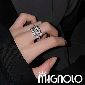 MIGNOLO｜璀璨女主戒指 個性 百搭 戒指 女生戒指 水鑽戒指 韓國戒指 開口戒 可調式戒指 韓國飾品
