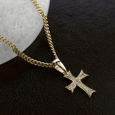 18金 ネックレス クロス 喜平 トップ メンズ ダイヤモンド 0.25