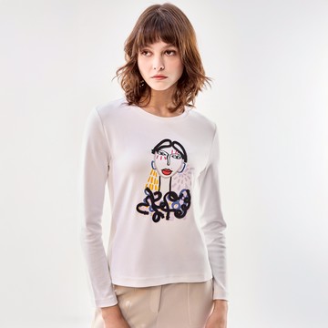 時髦女子刺繡上衣