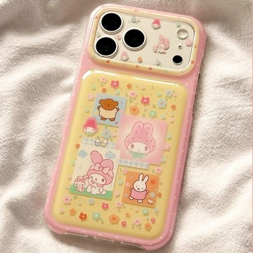 韓系少女 檸檬黃 彩色花朵 美樂蒂 米菲兔 iPhone 17 16 15 Pro max 手機殼 防摔保護 草莓 小熊
