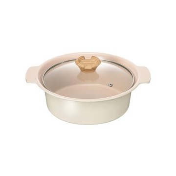 日本和平FREIZ 陶瓷塗層附蓋不沾雙耳鍋21cm-白