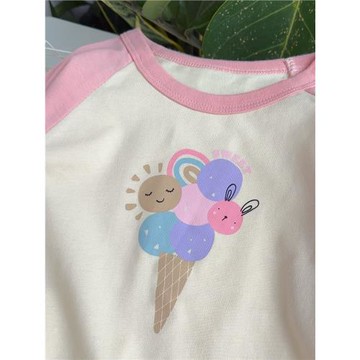 秋季新款 休閑純棉女童長袖T恤  可愛冰淇淋粉嫩女孩百搭打底衫