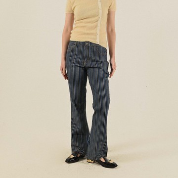 【NaSuBi Vintage】俐落輪廓條紋牛仔古著長褲