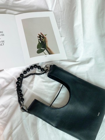 black leather mini tote bag