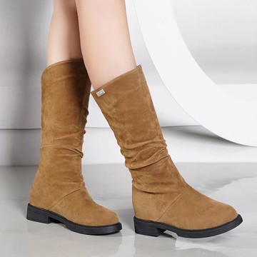 中筒靴女春秋單靴2025秋季新款百搭平底靴子短靴騎士靴網紅瘦瘦靴