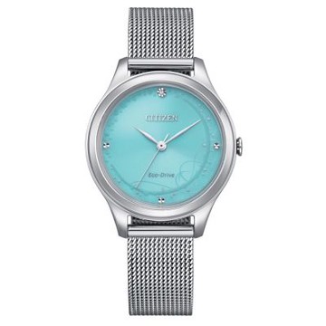 CITIZEN 星辰 Blue Glow Night 藍月 時尚光動能夜光米蘭帶錶-女錶(EM0501-89M)32mm