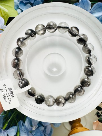 精品厚絲滿礦黑銀鈦9mm23.21g主招財納寶驅邪避煞防小人提升自信