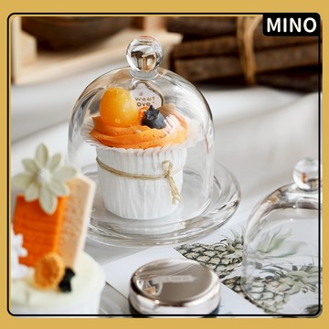 玻璃底盤+玻璃罩【台灣現貨】美食防塵玻璃罩組 三種尺寸選 透明玻璃小蛋糕罩組 玻璃罩 防塵罩 點心罩 開立電子發票