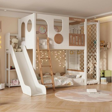 免運公司貨 樹屋床 兒童床 上下床 实木高架床 小户型儿童树屋床 上床 下空滑梯儿童床 男孩上下床 可開發票 全館五折 工廠現貨直銷 新品特價 z11012