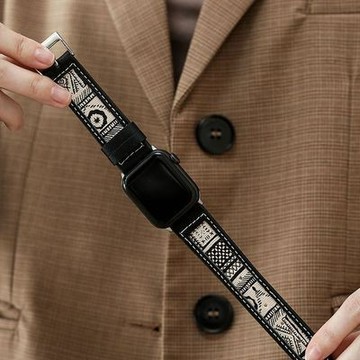 英倫風民族字畫風 適用 華為 Watch fit 4 5Pro 5 4 3 2 1代 錶帶 帆布拼皮 男女新款 高級輕奢