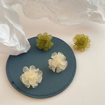 925純銀山茶花耳釘女2021年新款潮花瓣2022耳環花朵小眾設計耳飾