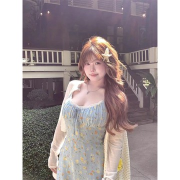 【🍇精選】棉花糖女孩必入~100公斤內可穿 大碼女裝 大碼碎花連衣裙女 長洋裝 甜美氣質修身顯瘦吊帶裙 防曬開衫 套裝