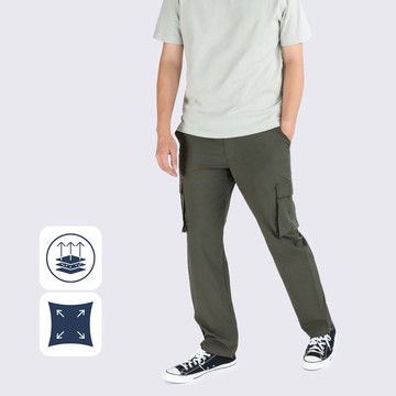 輕盈快乾多口袋工作長褲－軍綠色