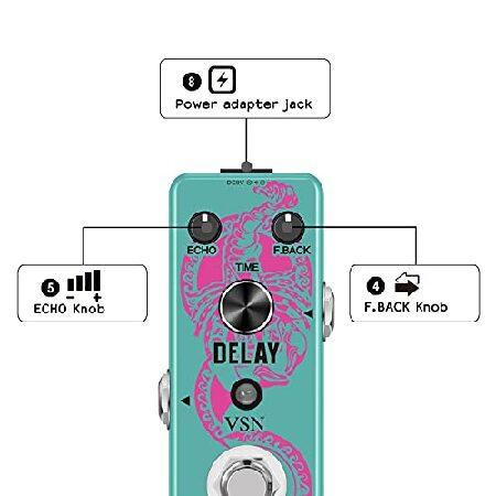 VSN Guitar Delay Pedal Analog Delay Guitar Effect Pedal Switching, Fully Vintage Delay True Bypass Analog Circuit Universal for Guitar True Bypass