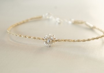 925純銀小雛菊-手工編織-幸運手環-稻穗金 J7