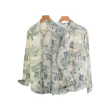 純棉襯衫男長袖印花潮流春季新款字母滿印設計感休閑痞帥襯衣男生