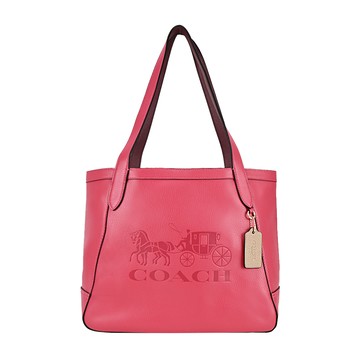 COACH HORSE AND CARRIAGE壓印馬車荔枝紋皮革手提/肩背包（桃粉） _廠商直送