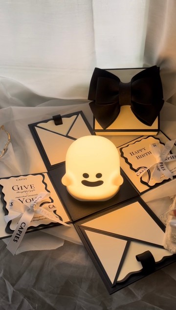 泡泡手工幽靈夜燈禮物盒套組∣送禮∣拼圖∣卡片∣質感